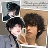 Hawkko Men's Short Wig, Full Wig, Curly Wig, Men's Wig,