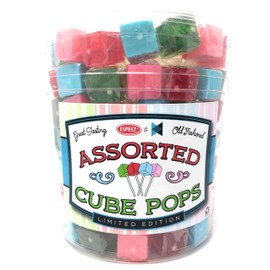 Hard Candy Cube Lollipop Suckers: Individually Wrapped Flavored Sucker Pack by Espeez - Old Fashioned Square Party Pops in Bulk - Assorted Flavors, 100 Count
