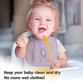 Susurration Muslin Baby Drool Bibs 10Pack Soft Square Adjustable Bandana Bibs for Unisex Baby Girls & Boys (Pink)