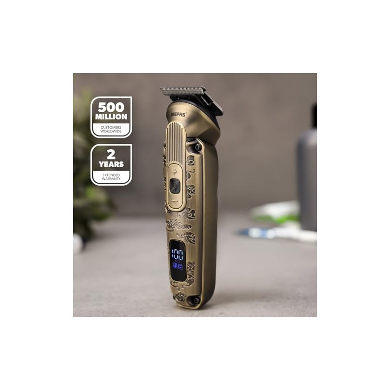 GEEPAS 6-in-1 Men's Grooming Kit | Corded/Cordless Digital Beard Trimmer