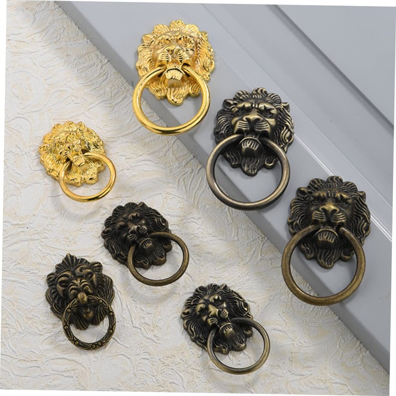Operitacx 6Pcs Lion Head Cabinet Knobs Antique Pulls Modern Wardrobe