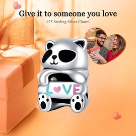 Rimgoris 925 Sterling Silver Charm for women bracelets necklace Cartoon Panda Doll Love Only Charm Women Bracelet Charm