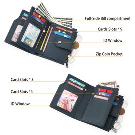 SENDEFN Men's Genuine Leather Wallet - RFID Protection - 15 Card Slots - Wallet for Men - Large Wallet for Men, blue, rfid wallet