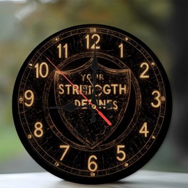 Lancholy 10-Inch Silent Wooden Wall Clock, Your Strength Defines Vintage Clock Wall Decor ” Silent Non-Ticking Clock, Battery Operated (AA Batteries Not Included), Artistic Home Decor