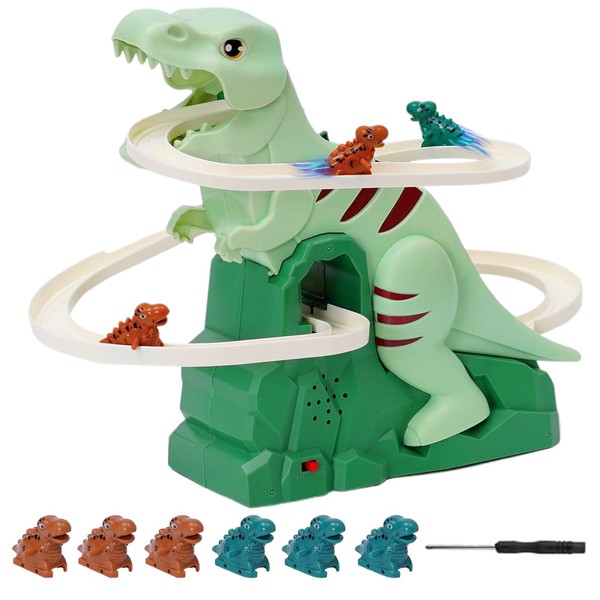 Dinosaur Climbing Slide Toy with 6 Dinos, Electric Dino Slide