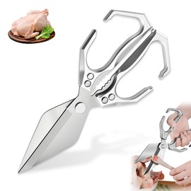 Multifunctional Heavy-Duty Kitchen Shears, 2025 New Heavy Duty Kitchen Scissors for Food with Ergonomic Handle, 3Cr13 Stainless Steel Culinary Shears for Chicken, Meat, Seafood, Bone Cutting (Sliver)