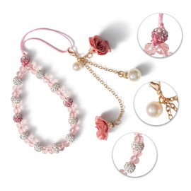 MORSUNBELA Phone Chain Universal Phone Lanyard Short Cell Phone Chain for Girl Women Hand Wrist Strap Lanyard for Keyring,Bag Decorations,Cameras,Pink