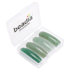 BEADIA Natural Curved Green Aventurine Stone Beads 36x10mm 4pcs for DIY Bracelet Jewelry Making