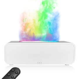 Music Color Flame Aroma Diffuser, 250ml Rainbow Flame Diffuser humidifier with Smart Remote Control, 7-Color Changing Essential Oil Aromatherapy Diffuser for Home, Office, Yoga, Bedroom (White).