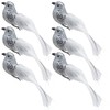 6pcs Silver Glitter Birds Decorations Christmas Tree Clip on Bird