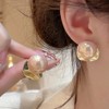 Gold Large Pearl Stud Earrings for Women Trendy Freshwater Round