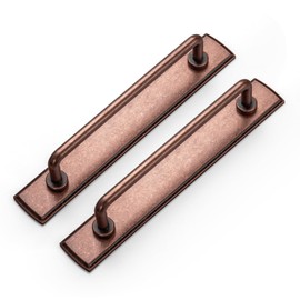 Goo-Ki 2 Pack 5" Center to Center Antique Copper Modern Cabinet Pulls with Backplate Solid Contemporary Home Improvement Hardware Drawer Pulls Zinc Alloy Kitchen Handles