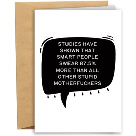 RYYike Humorous Birthday Card for Men Women, Funny Quote Greeting Card for Friend, Snarky Just Because Card for Him Her, Smart People Swear More
