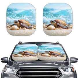 TSVAGA Car Windshield Sun Shade for Women Men, Sea Turtle Car Front Window Cover Sun Visor Protector, Universal Auto Interior Decor Accessories 2Pcs