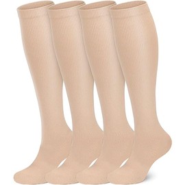 2 Pares Calcetines de Compresión para Mujeres y Hombres, Medias de Compresion Deportivos 15-20mmH, Calcetas de Compresion Largos ideal para Varices, Ejercicio, Viajar, Embarazo, Yoga y Fitness