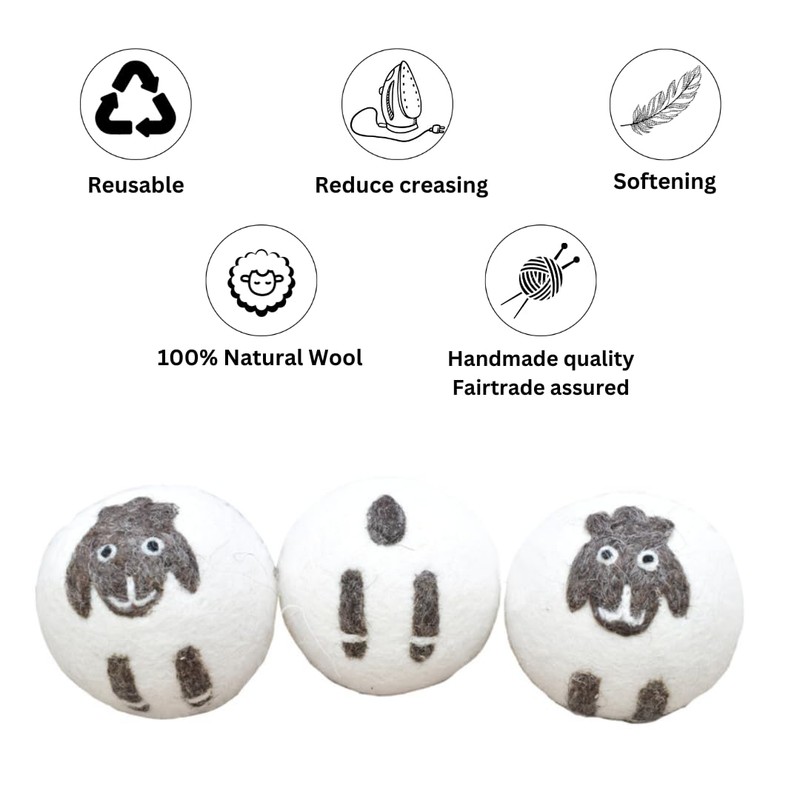 Pachamama Handmade XL Wool Tumble Dryer Balls 7cm 3 Pk