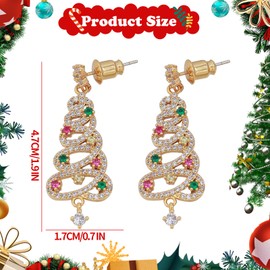 Gukasxi Christmas Tree Earrings Christmas Stud Earrings for Women Christmas Tree Dangle Earrings Holiday Earrings Xmas Earrings for Women Teen Girls