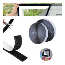 Cinta de gancho y felpa autoadhesiva negra 9 m tipo velcro para costura organización del hogar bricolaje fijación de cortinas ventanas manualidades doble cara fuerte Abigale Negro