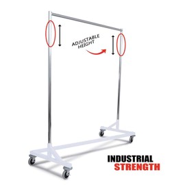Only Hangers Industrial Strength Z Rack with Built-in Height Extensions - Decorative White Base - Tallest Z Rack Available!