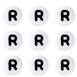Sadingo Letter Beads 'R' Round | 7 mm - 50 Pieces, Beads for Threading, Round Plastic Beads, Small Letter Beads, Letter Bracelet, DIY Bracelets, DIY Jewellery, Craft Bead