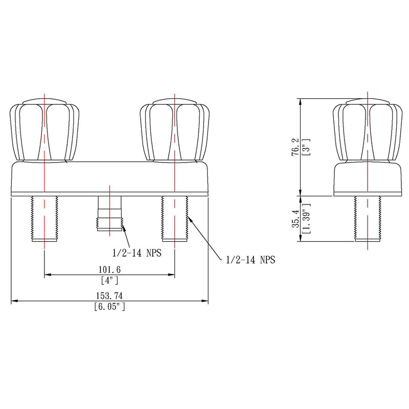 Laguna Brass 3330ABN Mobile Home Two Handle Non-Metallic 4" Shower