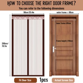 FePen Fly Screen Doors, 90 x 200 cm, Fly Protection Balcony Door, Mosquito Net Door, Breathable, Fly Screen Balcony Door, Magnet for Wooden and Metal Doors