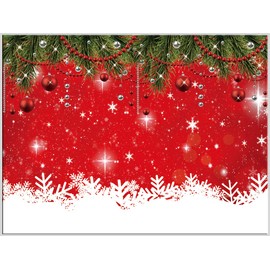 CYLYH Fondo de fotografía rojo de Navidad de 10 x 8 pies, telón de fondo de fiesta de Navidad, copos de nieve, bolas de Navidad, decoración de Año Nuevo, fondo de fiesta familiar, decoración de baby shower, SDJ-504