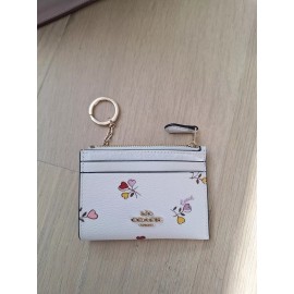 Coach NWT Coach Mini ID Skinny Case Canvas Leather Heart Gold Chalk