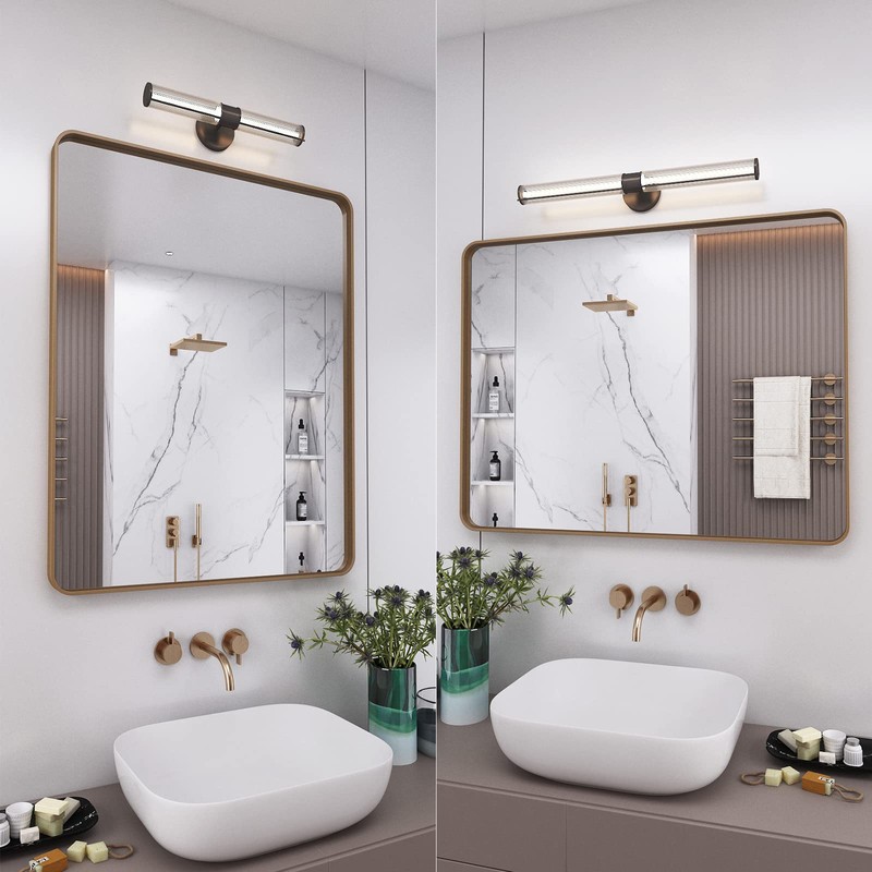 CHARMOR 24x36 Brushed Gold Bathroom Mirror, Metal Gold Framed Vanity