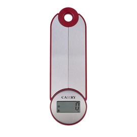 CAMRY Digital Electronic Foldable Kitchen Scales for Travel, Camping On the Go, Foldable Kitchen Scales with you, 5 kg/11 lb,lb:oz/g fl'oz/ml, LCD (Silver-Red)