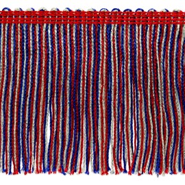 Expo International 10 Yards of 4" Metallic Chainette Fringe Trims, Red/White/Blue