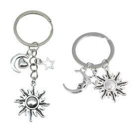 2 Pieces of Star, Moon and Sun Pendants, Stainless Steel Keychain, Fashionable Keychain, Simple Style Pendant