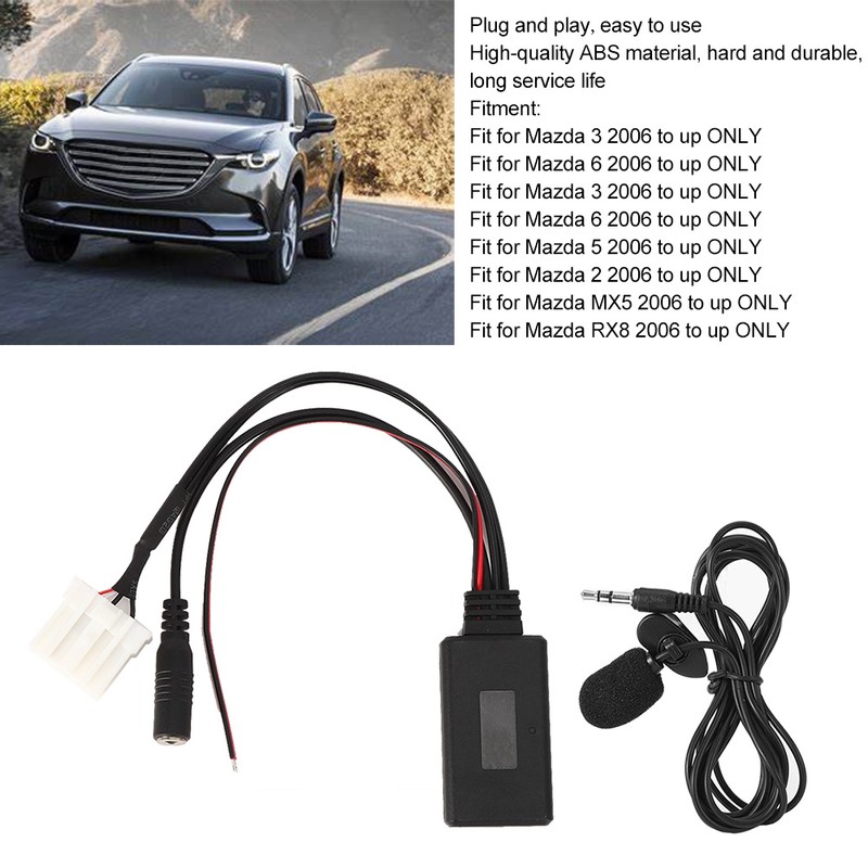 AUXin Cable Adapter Car Bluetooth 5.0 Microphone Fit for Mazda