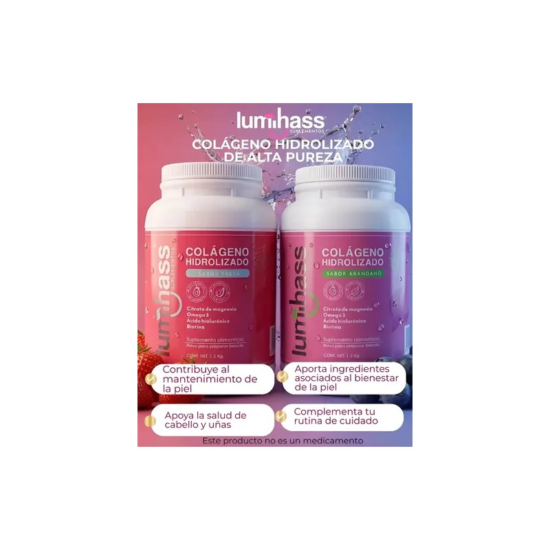 Pack Colágeno Hidrolizado Lumihass Sabor Arándano Fresa Détox Regalo Porciones