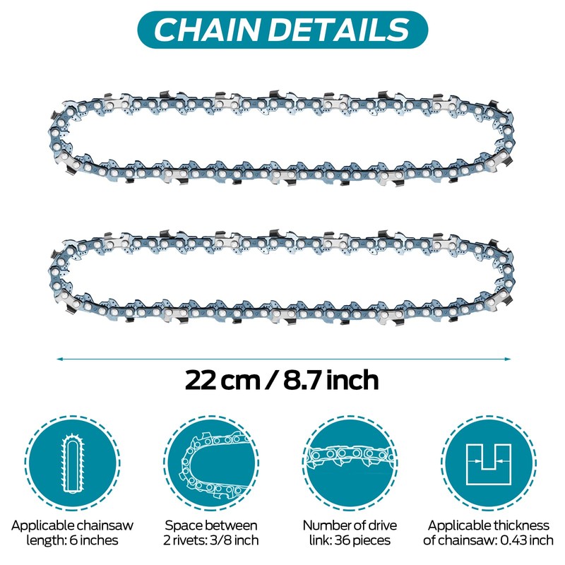 6 Inch Chainsaw Chain, RLSOO Replacement Chains for Almost 6-inch