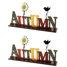 2pcs Wooden Thanksgiving Sign Table Centerpieces Thanksgiving Letter Ornaments Fall Signs Hollow Decor Autumn Festival Desk Top Decor for Home Autumn Thanksgiving Harvest Party