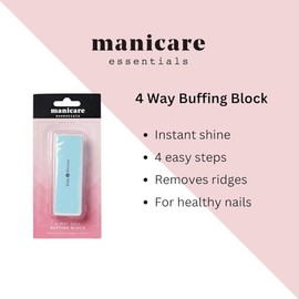 Manicare Manicare Nail Buffing Block, 4 Sided Nail File And Buffer For Shaping, Styling, Smoothing And Polishing, Removes Ridges, Instant High Gloss Shine, Easy To Use Manicure Tool For Home Or Salon Use
