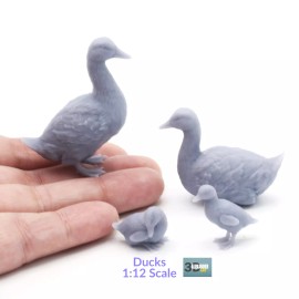 Alexander3dart Ducks - 1:12 Scale miniature dollhouse model by Alexander Kuzmenko (1 figure) - (C) Ducklings (2), Hand Painted