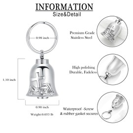 zeqingjw Bell Cremation Jewelry Cross Motorcycle Urn Necklaces for Ashes for Men Ash Holders for Human Memorial Keepsake Necklace of Loved One