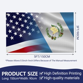 America And Guatemala Guatemalan Flag 3x5 Ft Double Sided Vivid Color, Indoor/Outdoor Yard Garden Lawn Holiday Decoration Banner Sign