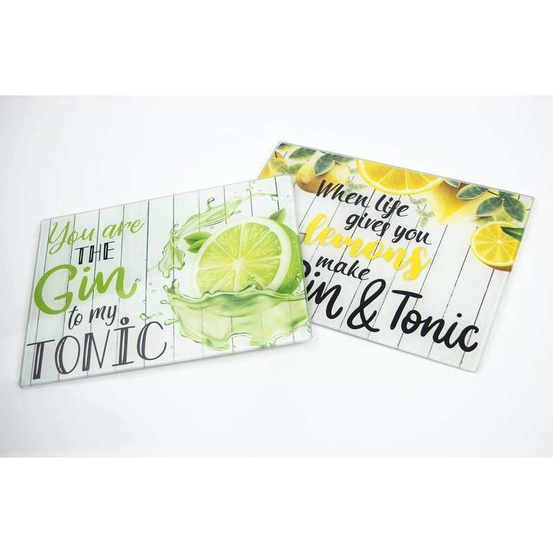 YöL 2x worktop saver chopping board glass kitchen non-slip gin