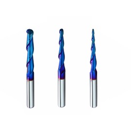 HZBIAO STQ336 Ballnose Upcut CNC Spiral Router Bit 1/4" Shank 2D & 3D Carving 3.6 2.4 0.1 Deg Tapered End Mill 1/4 Cutting Dia 1/8 Cutting Dia 1/16 Cutting Dia