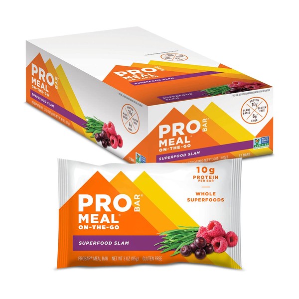 PROBAR - Meal Bar, Superfood Slam, Non-GMO, Gluten-Free, Healthy, Plant-Based Whole Food Ingredients, Natural Energy, 3 Ounce (Pack of 12)