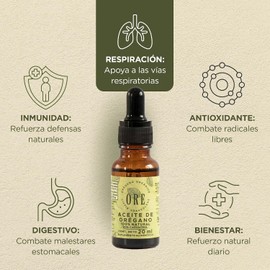 Ore Aceite de Orégano Natural, 20 ml, Pack de 2 Frascos con Gotero 80 por ciento Carvacrol, Silvestre Orgánico