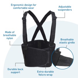 Body Sport Ultra Lift Back Support, 2X-Large (54" - 65" Waist) - Heavy-Duty Adjustable Back Brace for Lifting - Lumbar Posture Support Belt with Suspenders in Black