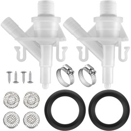 Dreyoo RV Toilet Water Valve Compatible with 385311641, Sealand 300 310 311 320 321 Series Pedal Flush Camper Trailer Marine Toilets, Flush Valve Replacement with Sealing Ring(2 Set)