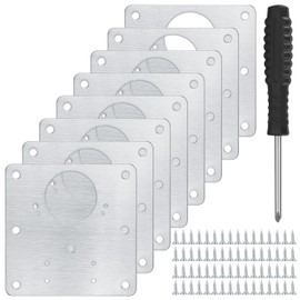 20 Pcs Cabinet Hinge Repair Plates Kits, Kitchen Cupboard Door Hinge Repair Plates, Stainless Steel Hinge Repair Fixing Bracket Plate Kit with Screws/Screwdriver for Kitchen Furniture Cabinet Door