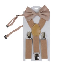 NiceYnn 2 Pieces Kids Braces Bowtie Sets, 60cm Adjustable Y-Back Clip-on Elastic Suspenders For Children, 10cm Classic Pre-Tied Bow Tie Braces for 1-9 Years Boys Girls