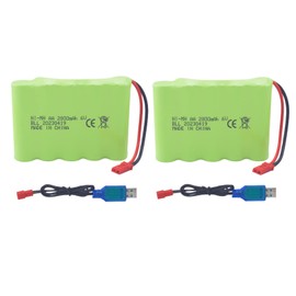 sea jump 2PCS 6.0V 2800mah AA Rechargeable Battery with JST-2P Plug and USB Charging Cable for Huina 540 Dump 520 RC Bulldozer and 510 Excavator 540 Engineering Vehicle Truck Stunt Vehicle Tank