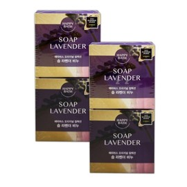 Happy Bath Soap Face Wash Cleansing Soap Lavender Scent 4 Pieces / 해피바스 비누 세수 세안 클렌징 비누 라벤더향 4개